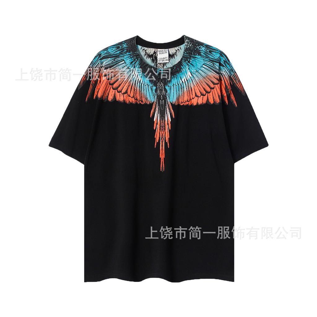 Summer Men's and Women's Same Fashion Trend T-shirt Personalized Trend Wing Printing Comfortable and Simple