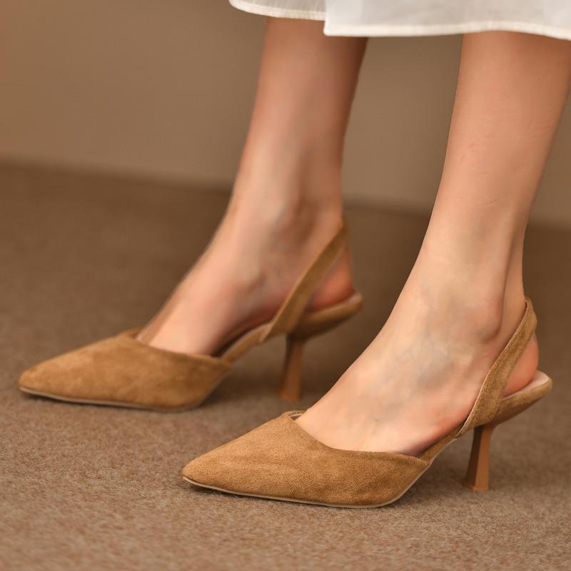 fashion 2024 Autumn New Women's Retro Pointed Fashion Solid Color Pointed High Heels