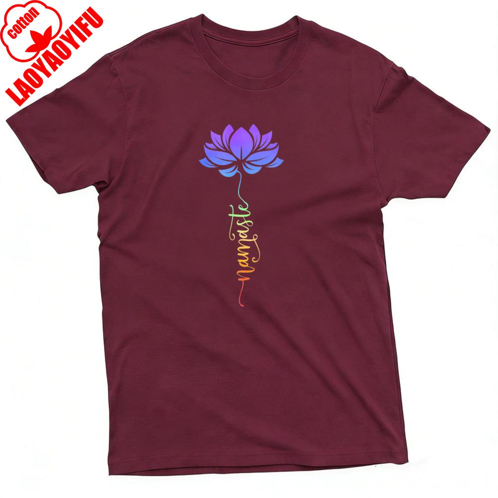 Lotus Flower Namaste Summer Men TShirt Yoga Style Casual Wear for Yoga Clothes Casual Oneck T Shirit Aesthetic Shirt