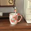 Ensemble de Vaisselle Romantique en Forme de Cœur pour Fille, Bol Créatif Fleur de Baie, Assiettes, Cuillères, Mug, Tasse à Thé de l'Après-midi, Usage Domestique