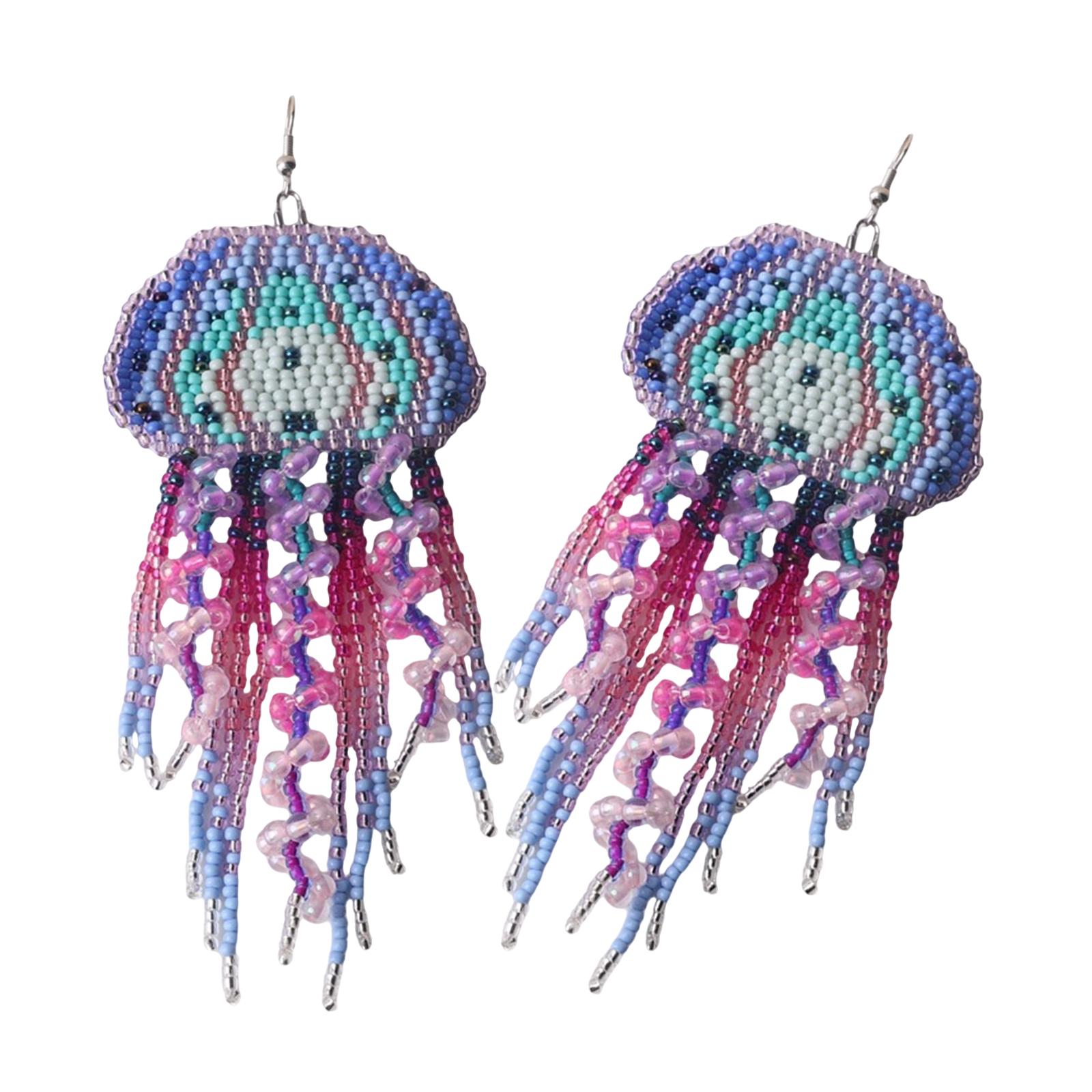 Серьги из бисера ручной вязки, цветные серьги с кисточками, удобные серьги с текстурой из бисера, подходящие для повседневной носки 3