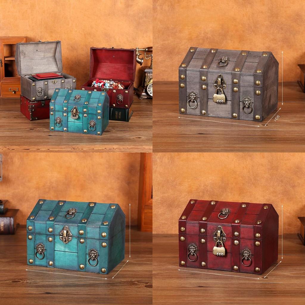 Retro Wooden Desktop Jewelry Box With Lid For Organizing And Display Decoration