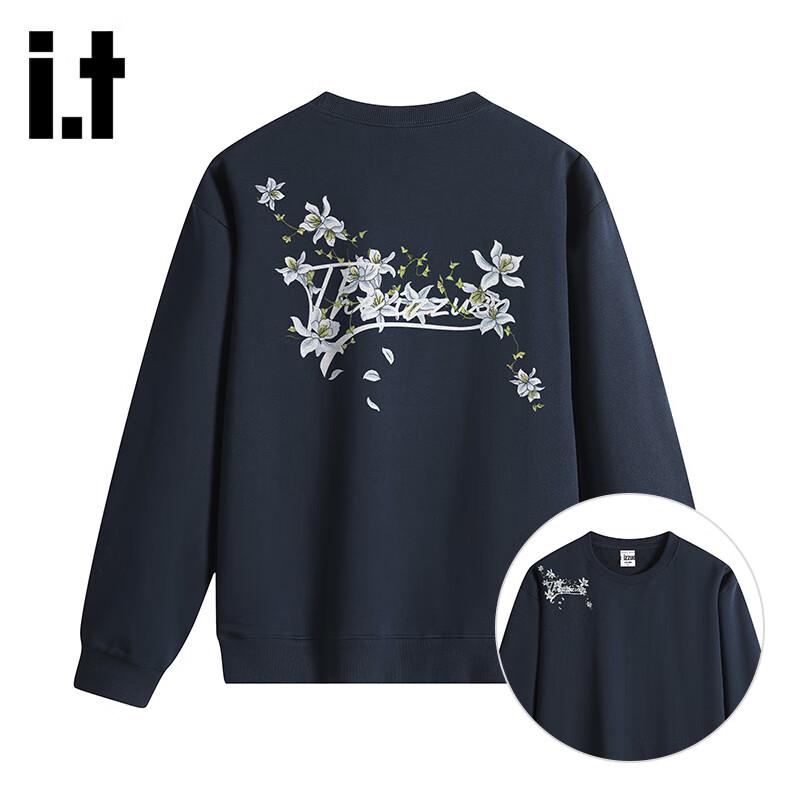 Izzue Herren Sweatshirt mit botanischem Print, schweres Material