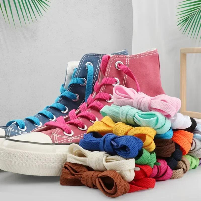 White Flat Sport Shoelaces Thick Non-Elastic Sneaker Lace for Women Leisure Shoe String Accessories