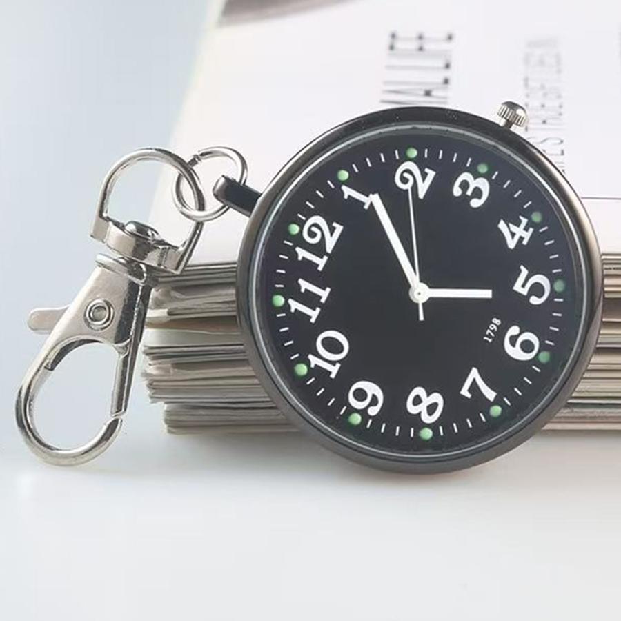 Pocket Watches Luminous Exam Quartz Pocket Watch with Keyring Hanging Keychain Chest watch for Nurses Doctors Students Child