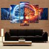 5 Pieces Canvas Wall Arts Landscape Poster Painting Nature Surreal Duality Wallpaper Home Decor Picture Printing Modern Mural