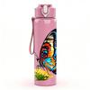 1PC Vivid Color Butterfly Pattern 750ml Color Plastic Sports Water Bottle Leakproof Flip Straw Lid Suitable for Sports Office Home Use