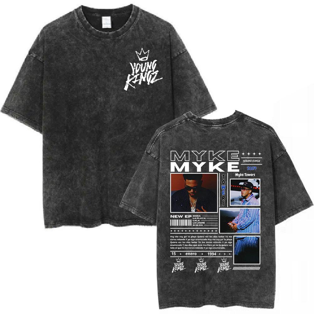 Alvaro Diaz Sayonara Album Vintage Washed T Shirts Mens Clothing Hip Hop Oversized Short Sleeve Tshirt Casual Cotton Tshirts