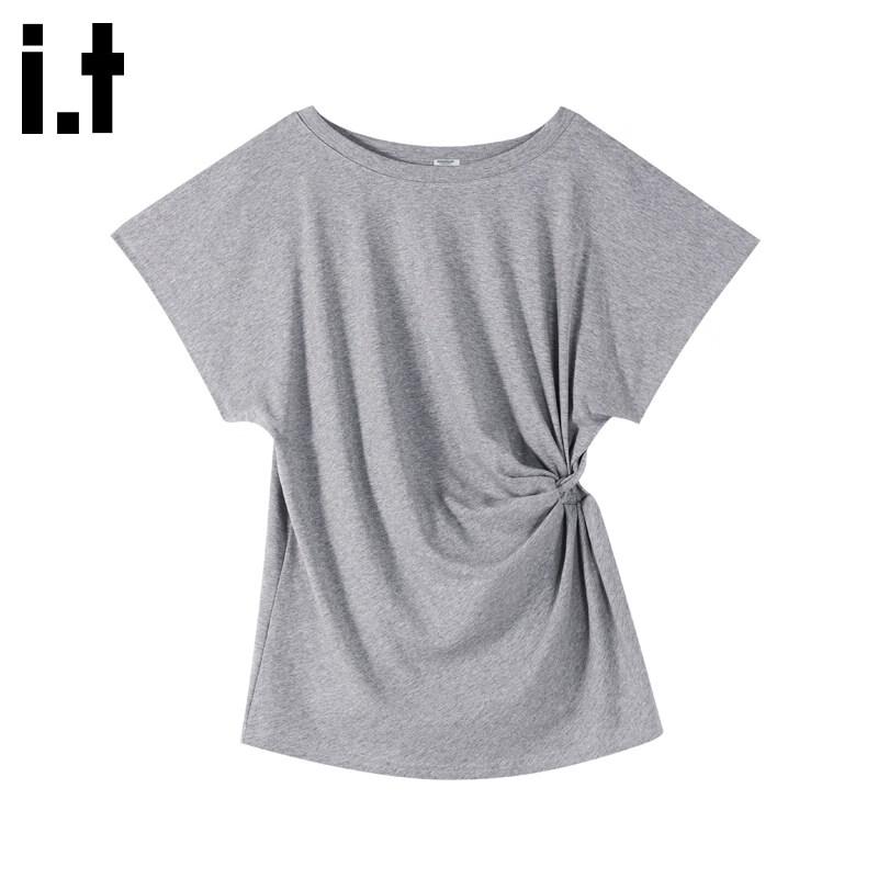 Women s Knot Pleated Round Neck T-Shirt M