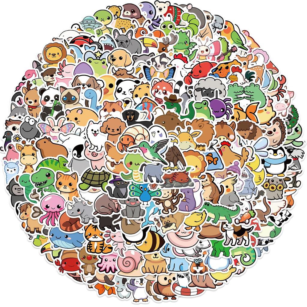 100PCS Cute Animals Cartoon Stickers Waterproof DIY Phone Laptop Guitar Notebook Suitcase Cup Kid Toy Graffiti
