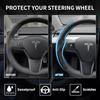 Tesla Model 3/Y Steering Wheel Cover, Carbon Fiber Steering Wheel Wrap Stickers For Tesla Model 3 Model Y 2017-   2024 Interior Accessories, Black