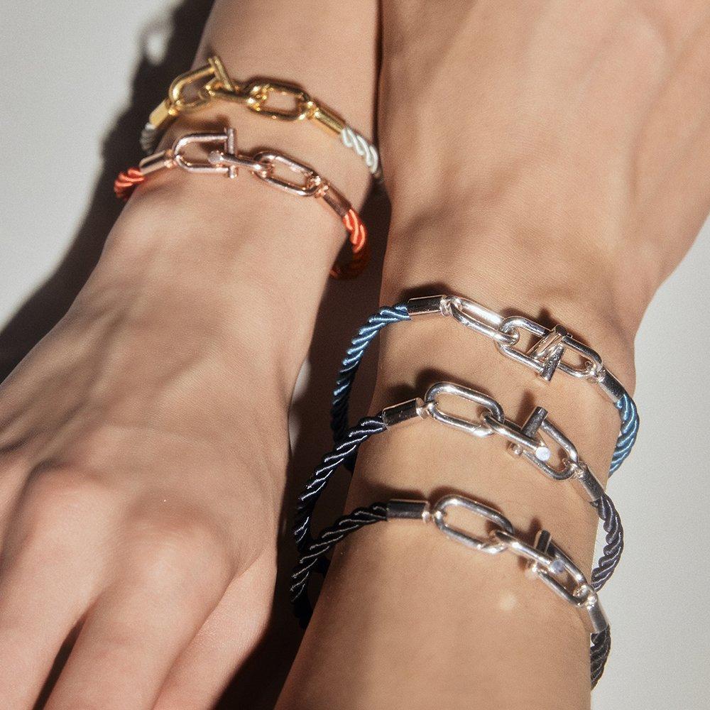 Silver925 Dibelt Silk Rope Homme Bracelet