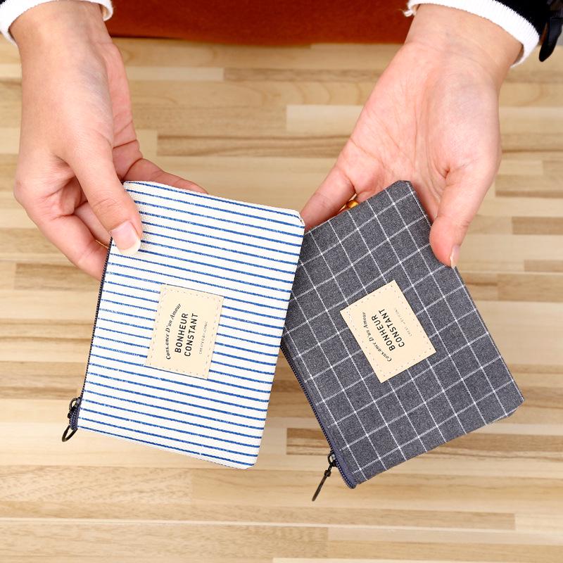 Japanische & Koreanische Kreative Damen Mini Leinwand Kunst Geldbörse - Niedliche Cartoon Studenten Reißverschlusstasche