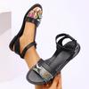 Fashion Plus Size 2025 Summer Rome Women's Mixed Colors Sandals Ankle-wrap Low Heel Buckle Strap Sandals for Outdoor Daily Beach Shoes