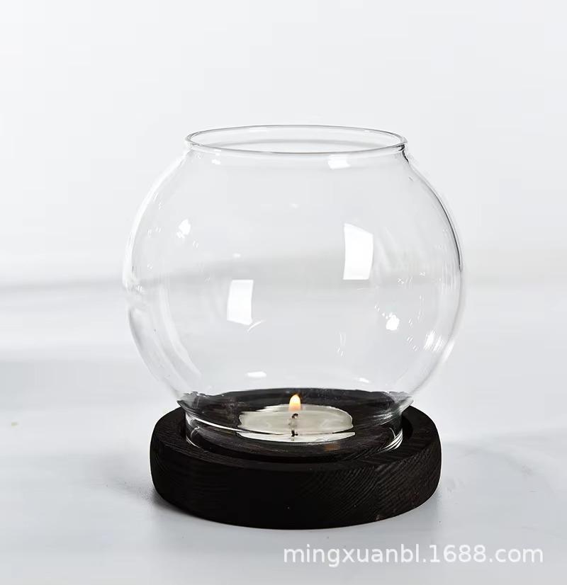 Transparent Candle Holder 1PCS Glass Round Candlelight Dinner Household Windproof Candle Cup Jar Decorative Ornaments Wedding