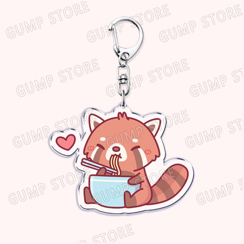 Hot Red Panda Eating Ramen Keychains for Accessories Cant Hear You Im Gaming Keyrings Jewelry Fans Friends Gifts