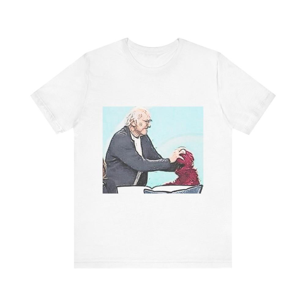 

Larry David Vs Elmo Short Sleeve Tee Shirt Graphic Print Crewneck Unisex Gift XL