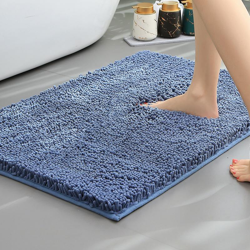 Chenier Thickened Solid Color Bathroom Floor Mat, Bathroom Non-Slip Foot Mat, Household Bathroom Door Absorbent Dirt-Resistant Carpet