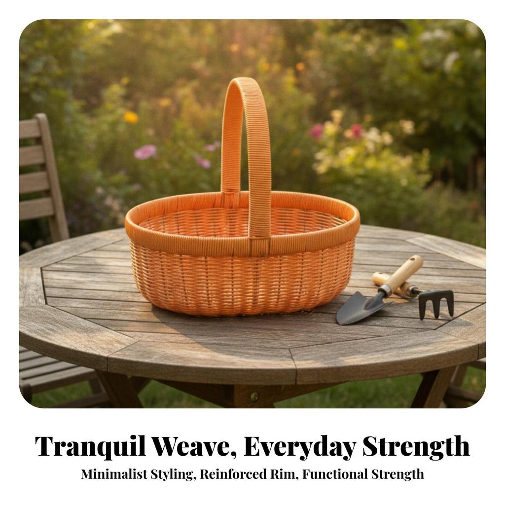 Woven Basket with Handle | Decorative, Oval Shopping Basket, Portable, for