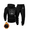 Men's Fashion Printed Hooded Sweatshirt and Sweatpants Set, Autumn and Winter Casual Sports Two-piece Set