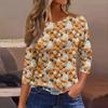 Women's Fashion Casual Three-quarter Sleeve Halloween Printed Round Neck Top