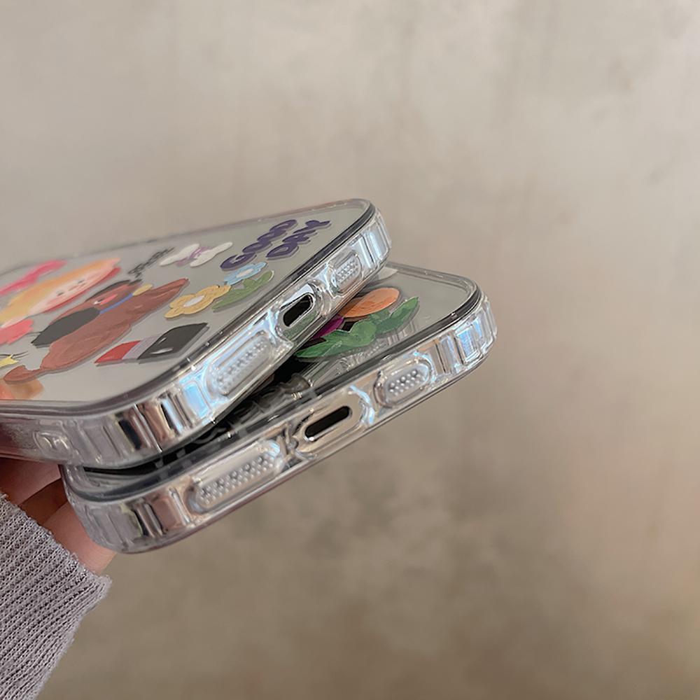 Cute Rabbit Cartoon Bear Αστεία επιστολή μακιγιάζ με καθρέφτη Αδιάβροχη θήκη τηλεφώνου για iPhone 14 11 12 13 Pro Max Μαλακό πίσω κάλυμμα