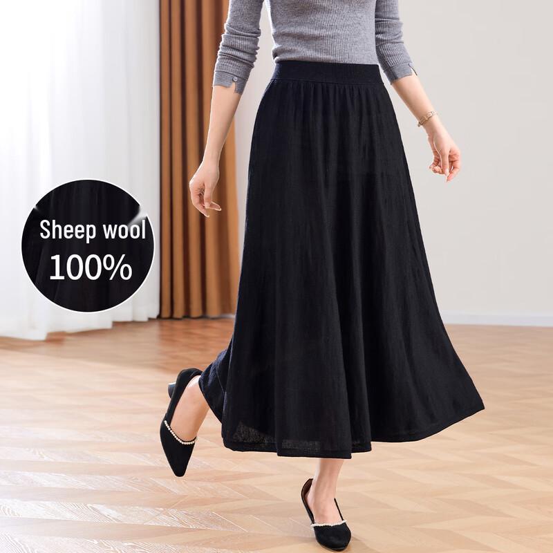 

Women s 100% Lamb Wool Knitted A-Line Midi Skirt M