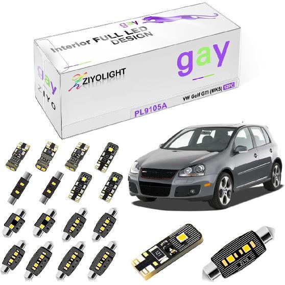 

PL9108A - LED Interior Light Kit Package Replacement for Volkswagen Golf GTI MK6 MK7, Xenon White Dome Light Bulbs Upgrade Error Free (MK6/MK7 MK5 2004-2008 (12 Bulbs)