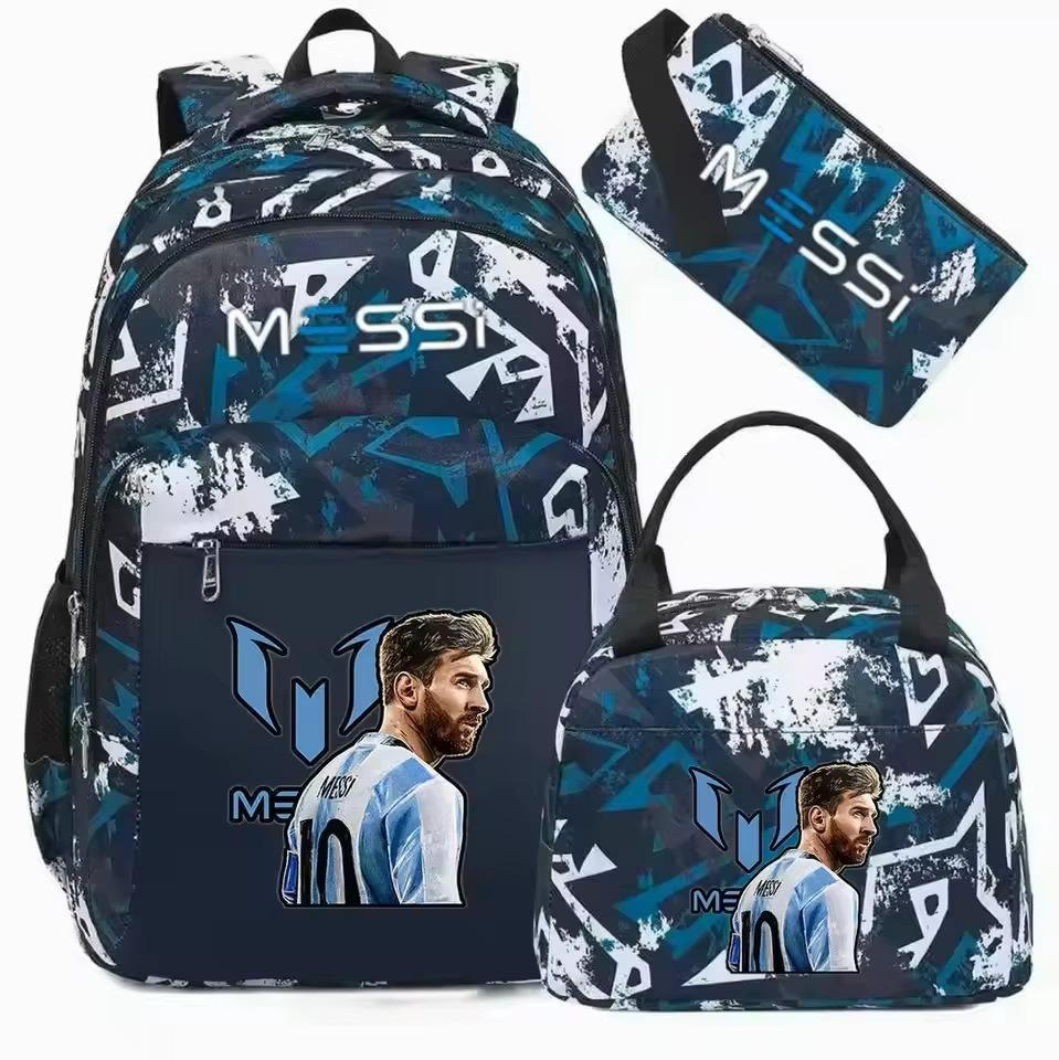 Large Capacity Schoolbag with Shoulder Strap; Student Three-piece Pencil Case Set