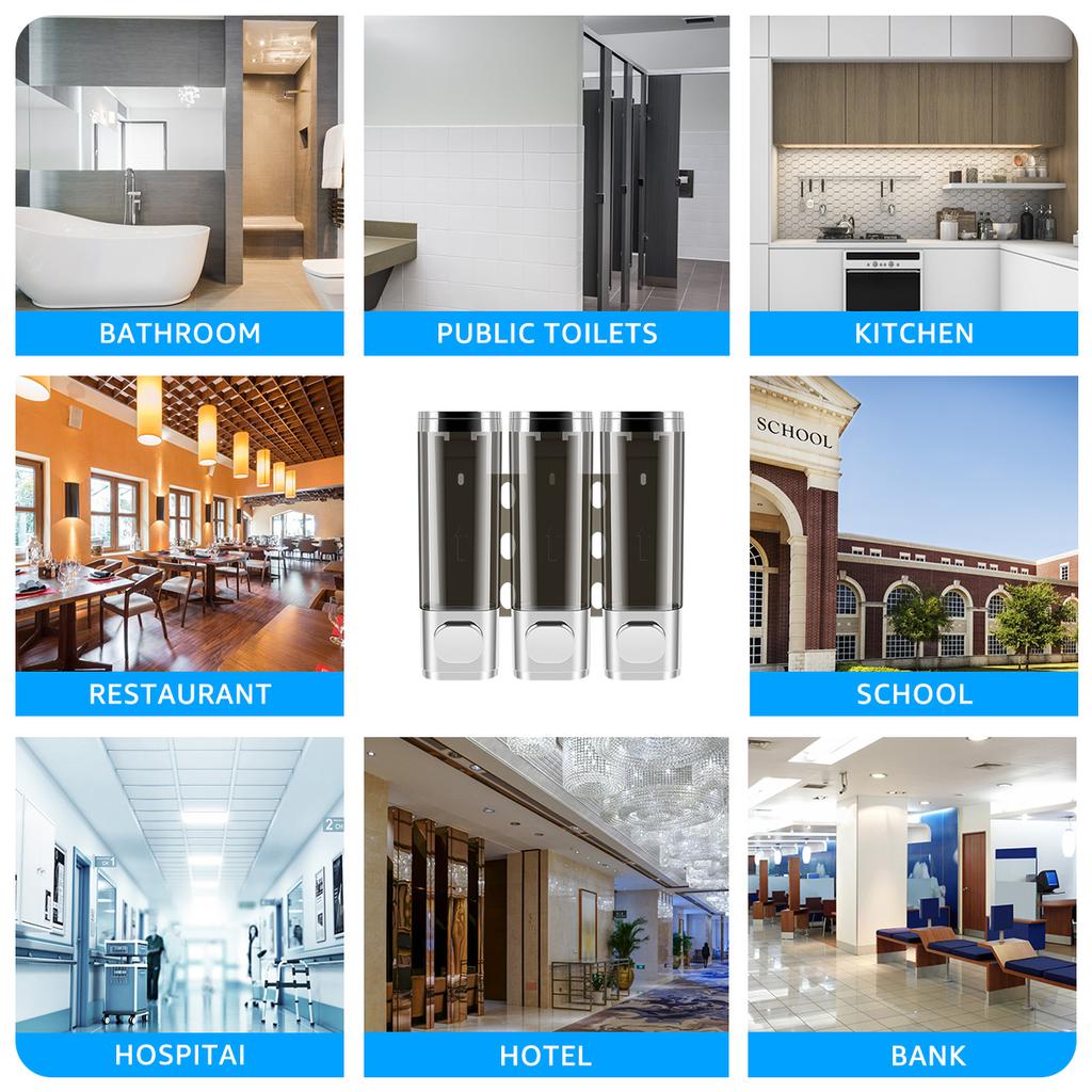 Refillable Bottles No Drill Shampoo and Conditioner Dispenser Transparent Liquid Soap Dispenser for Bathroom Hotel Accessories