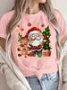 Tricou cu gât rotund cu imprimeu Moș Crăciun și reni de Crăciun Harajuku cu mânecă tricou de damă îmbrăcăminte topuri de stradă tricouri haine estetice
