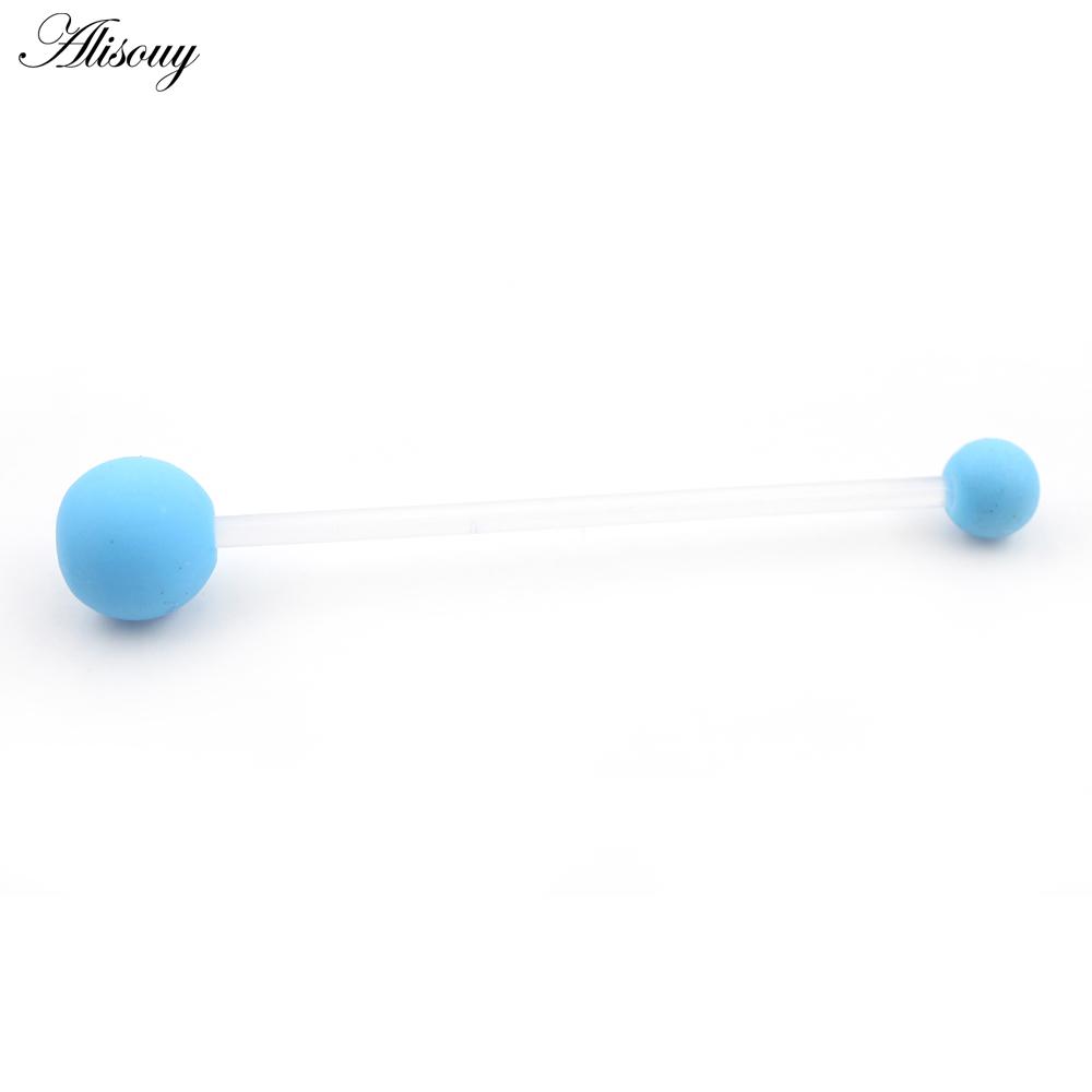 Alisouy 2PCS Candy Color Rubber Ball Women Men Long Industrial Barbell Ear Tragus Helix Cartilage Captive Stud Piercing Earrings