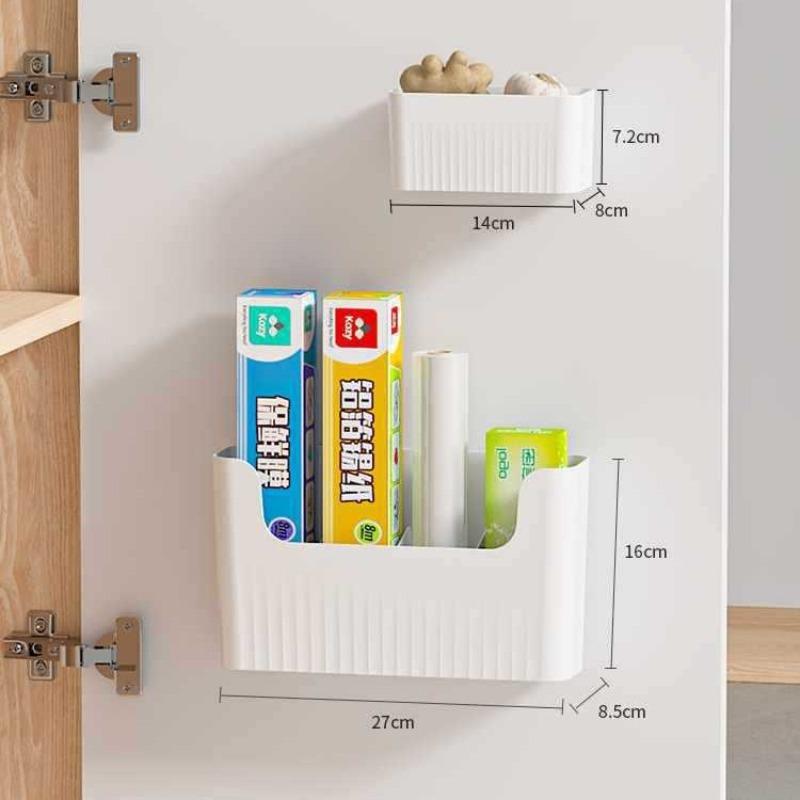 Kitchen Cabinet Door Cling Film Storage Rack, Storage Box, Wall Mounted Cabinet Door Inner Refrigerator Shelf Side Storage