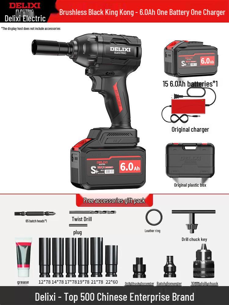 Delixi Brushless High Torque Multi-Tool Set: Electric Wrench and Angle Grinder.