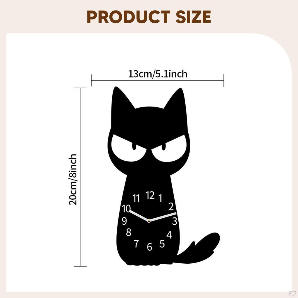 Cat Clock Decorative Animal Silent Modern Cartoon Compact Acrylic Home Decoration Ornament for