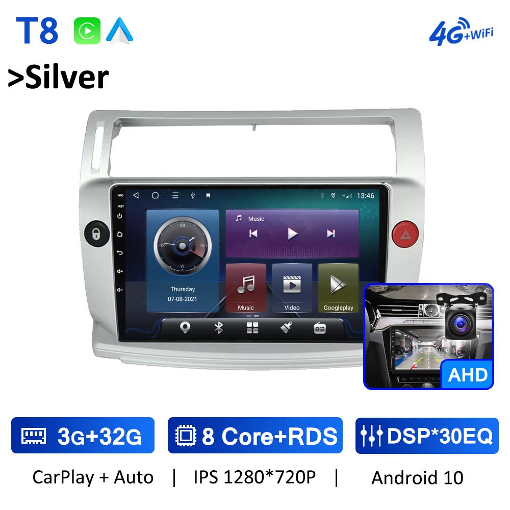 Wireless CarPlay Android Auto Car Radio For Citroen C4 LA LC C-Triomphe C-Quatre 2004 2005 2006 - 2014 GPS Autoradio 4G WIFI DSP