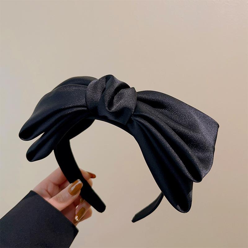 

Big Satin Hair Bows Hairbands Girl Women Solid Black Multi Layer Hair Hoop Korean Fashion Headbands for Hair Accessories Size fits all