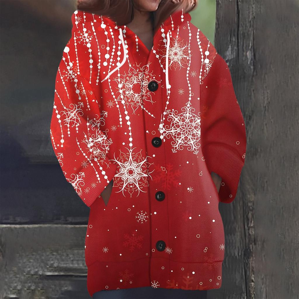 Dámská móda ležérní svetr s dlouhým rukávem a vlněným úpletem s kapucí na knoflíky