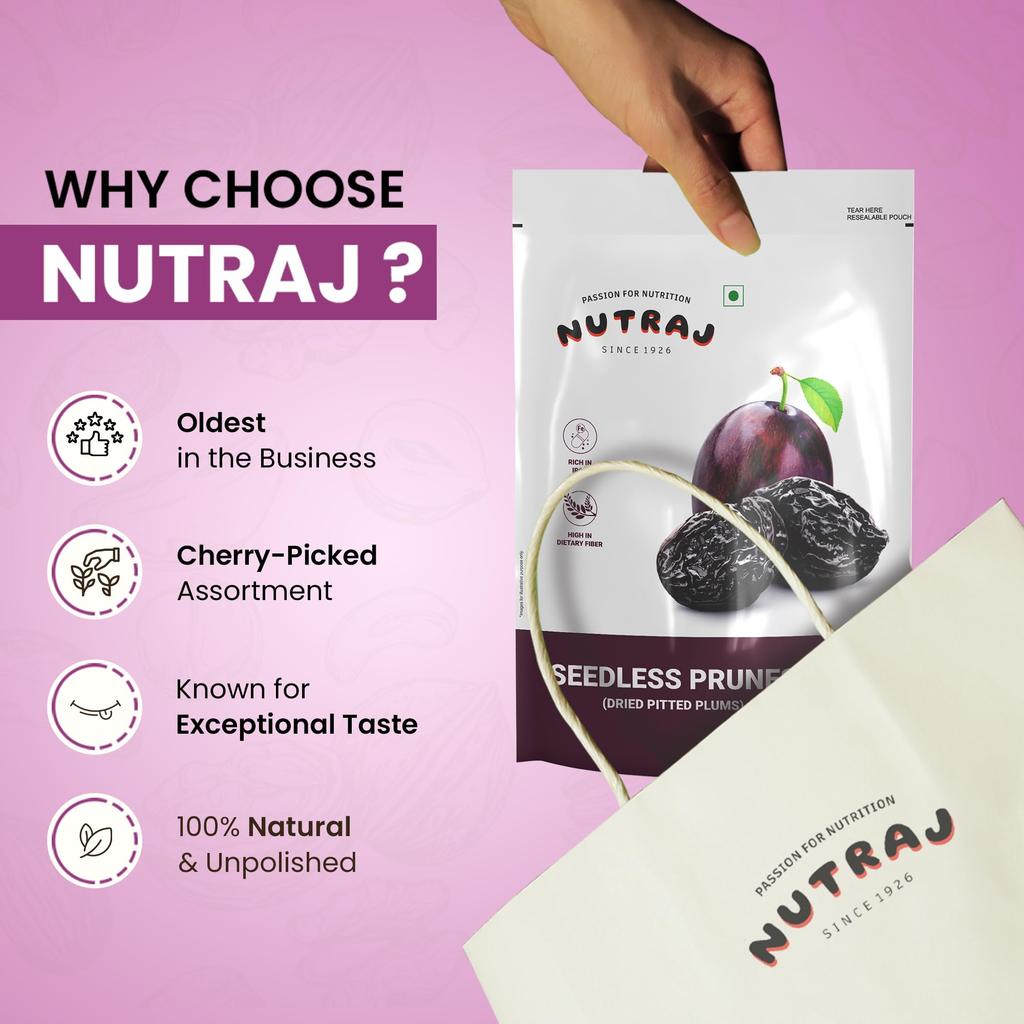Nutraj California Prunes Pitted (Seedless) 400 Gram (200 G X 2) Pouch|Plums|Aalobukhaara|Mixed Dry Fruits|Nuts|Grocery Items