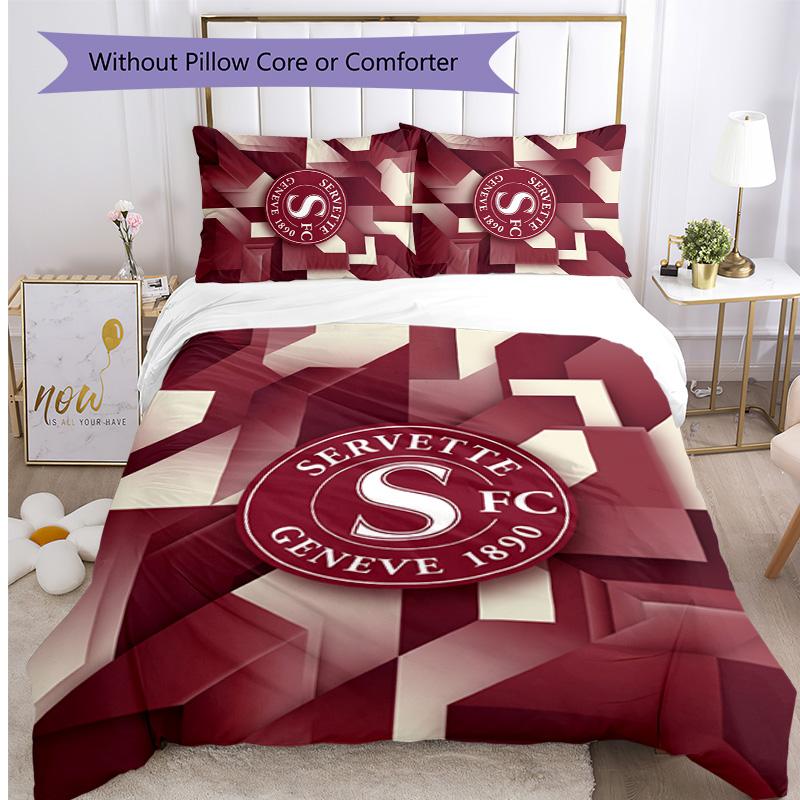Set Biancheria da Letto 3 Pezzi Stampato Servette FC Traspirante Copripiumino con Federe Biancheria da Letto Decorativa per Camera da Letto Casa