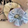Cream Striped Hair Ring Female Sweet Bear Mori Cute Scrunchie High Elastic Hair Accesssories