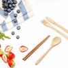 Bamboo Travel Tableware Reusable Bamboo Cutlery Set with Carrying Case Portable Wooden Dinnerware Bamboo Charcoal Toothbrush