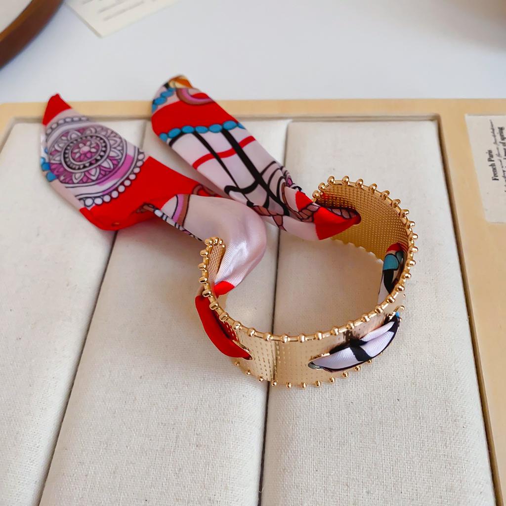 European and American Silk Scarf Winding Wide Surface Hollow Bracelet Personality Exaggerated Bracelet Jewelry Women