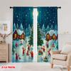 2pcs,2D plane printing Minimalist Curtains Christmas Tree Snow Night (3) Versatile Fabric (without rod) Gifts for Bedroom &