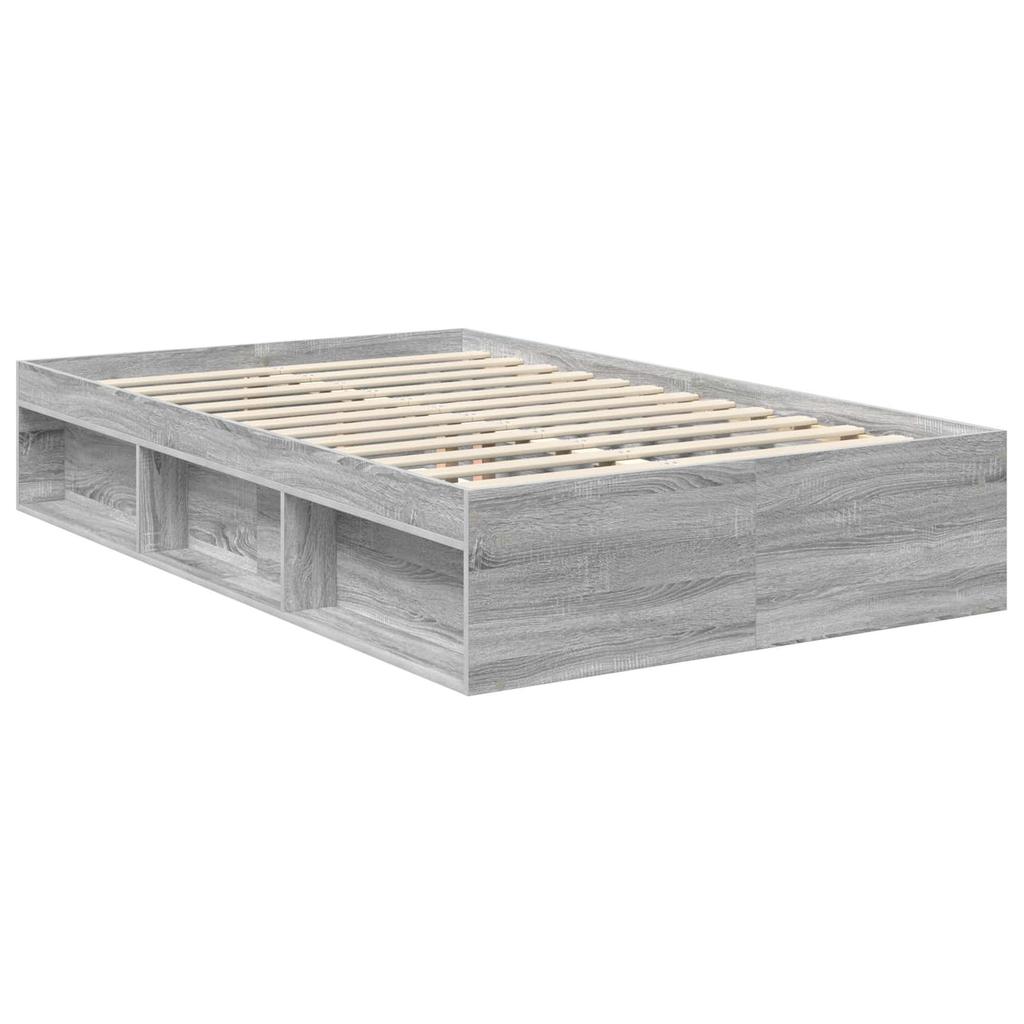 Bed Frame Grey Sonoma 120 x 200 cm Solid Pine Wood
