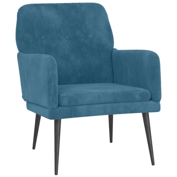 351413 vidaXL Fauteuil Bleu 62x79x79 cm Velours