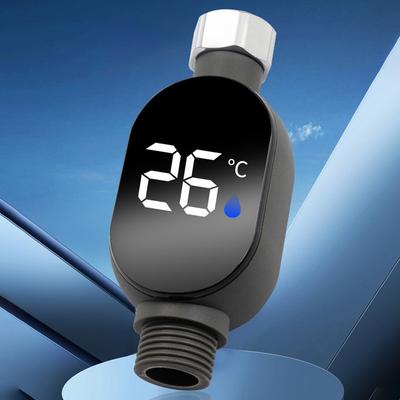 Für 1 2 Zoll Wasserleitungen LED Duschthermometer Schwarz Grau Langlebiges Edelstahlthermometer Thermostat Bequeme Verwendung