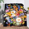 1pc Floral Printed Flannel Blanket, Mixed Color Polyester Knitting Digital Printing Tear Resistant Contemporary Style for All Se