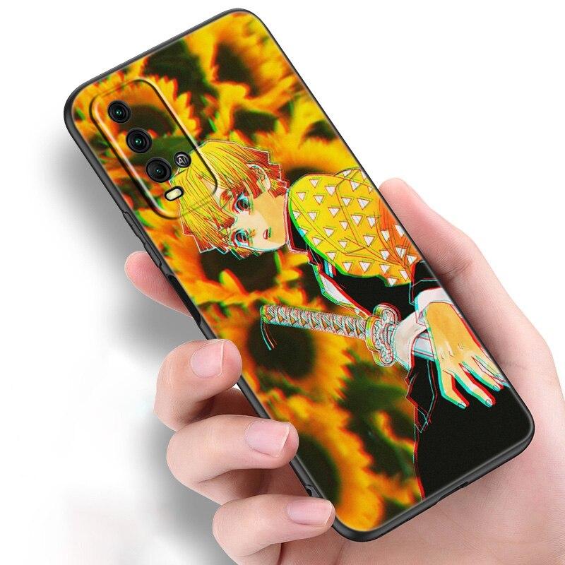 Anime Demon Slayer Zenitsu Silicone Phone Case For Xiaomi Redmi Note 11 10 9 8 Pro 11T 10T 10S 9S 8T 9 9A 9C 9T Black Soft Cover