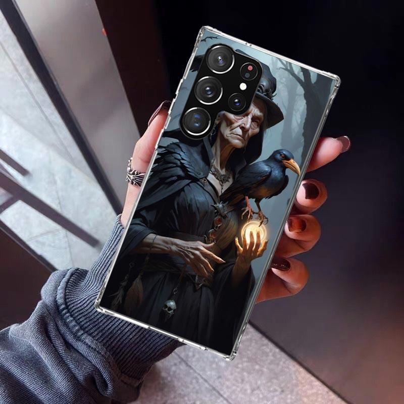 Halloween Moon Witch Horror Phone Case For Samsung Galaxy S23 S24 S25 Edge S26 Ultra S22 + S21 Plus S20 FE Cover Silicone Print